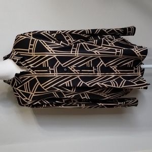 Karl Lagerfeld Paris Motif Blouse Black/Gold Button down Size Large